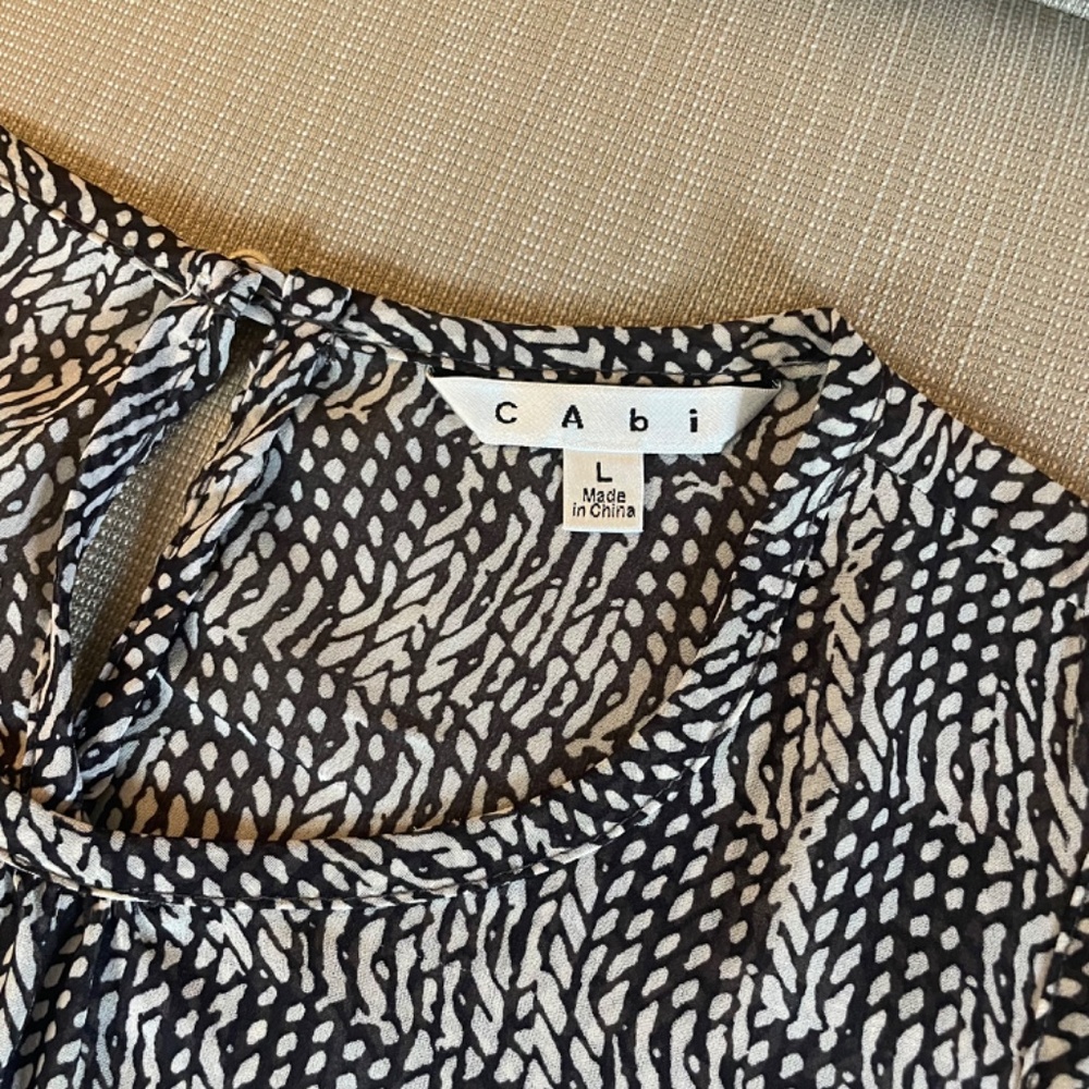 Cabi Sleeveless Print Top, sz Lg,  Black/off white - Picture 7 of 7